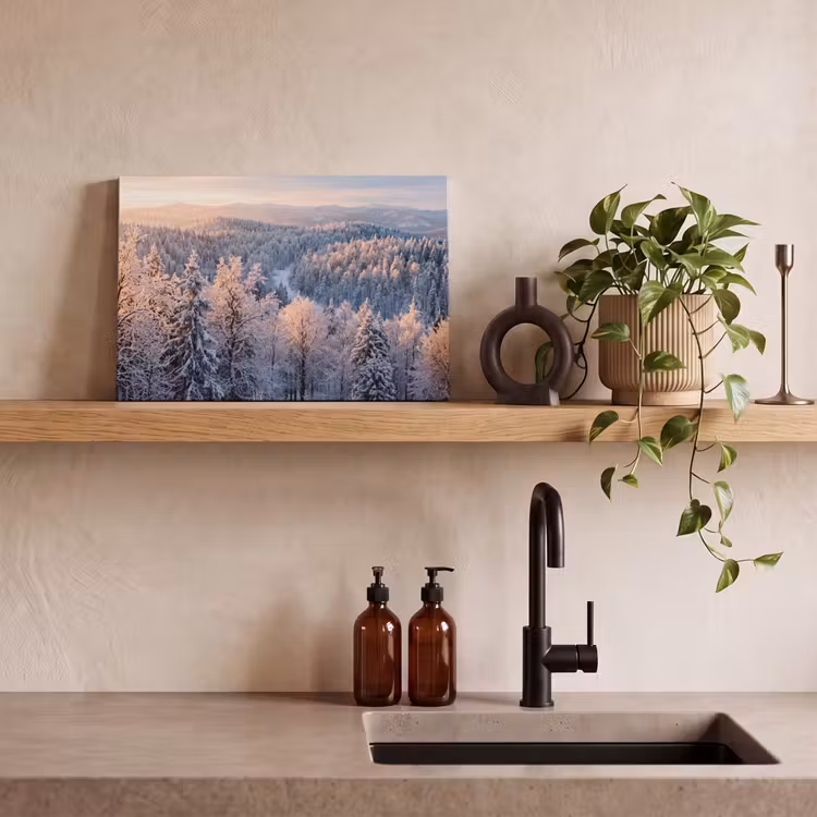 Bos - Bergen - Goud - Winter - Warm canvas 2cm klein -sfeer6