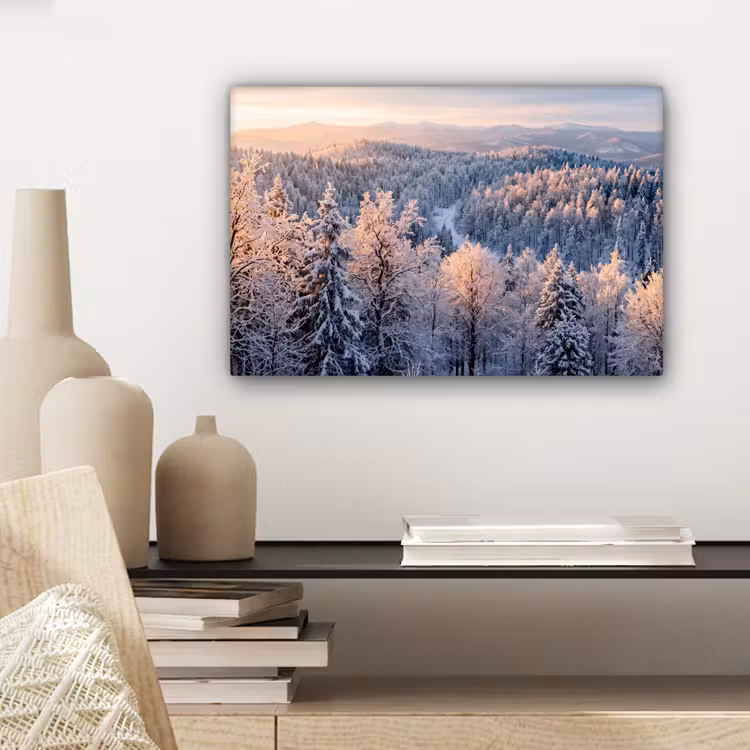 Bos - Bergen - Goud - Winter - Warm canvas 2cm klein -closeup_print_DE