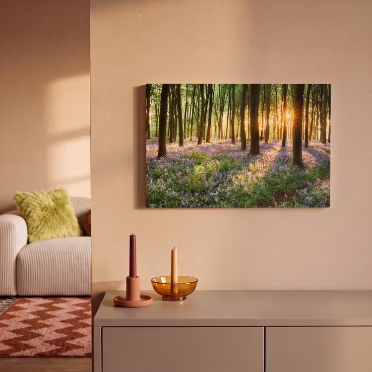 Bos - Bloemen - Lavendel - Zon - Paars - Natuur canvas 2cm klein -sfeer1