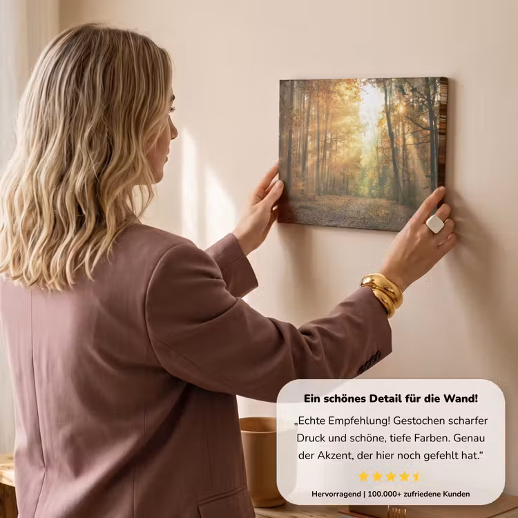 Bos - Herfst - Zon - Landschap - Natuur - Bomen - Bladeren canvas 2cm klein -Xsfeer7_DE
