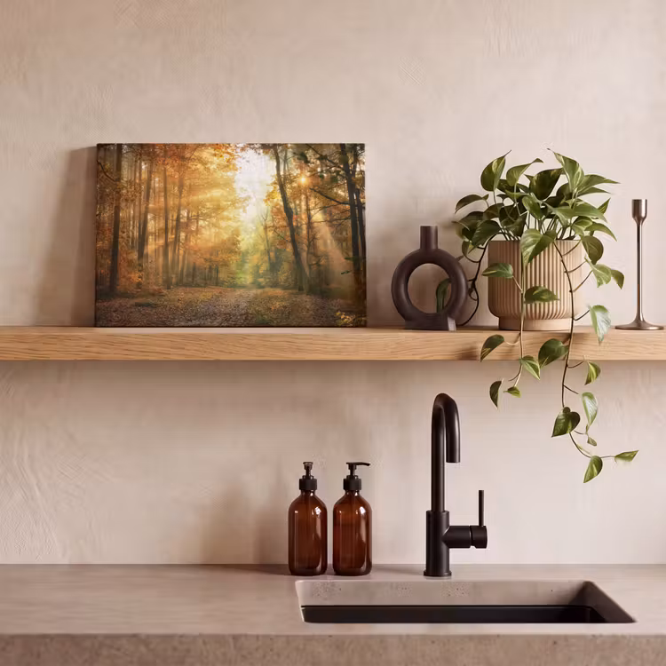 Bos - Herfst - Zon - Landschap - Natuur - Bomen - Bladeren canvas 2cm klein -sfeer3