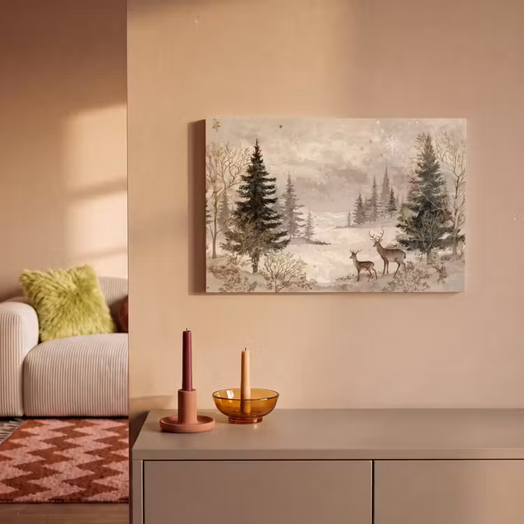 Bos - Herten - Winter - Sneeuw canvas 2cm klein -sfeer1