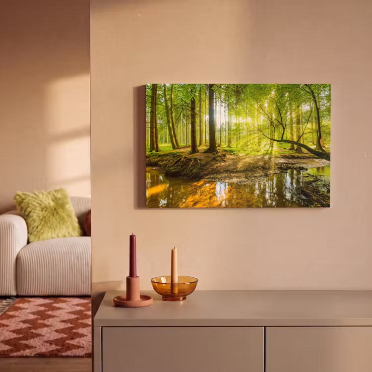 Bos - Landschap - Water - Bomen - Zon - Groen - Natuur canvas 2cm klein -sfeer1