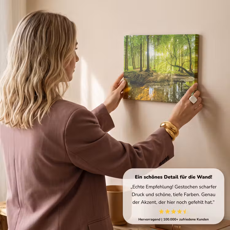 Bos - Landschap - Water - Bomen - Zon - Groen - Natuur canvas 2cm klein -Xsfeer7_DE