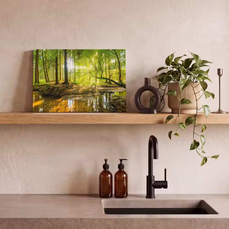 Bos - Landschap - Water - Bomen - Zon - Groen - Natuur canvas 2cm klein -sfeer3