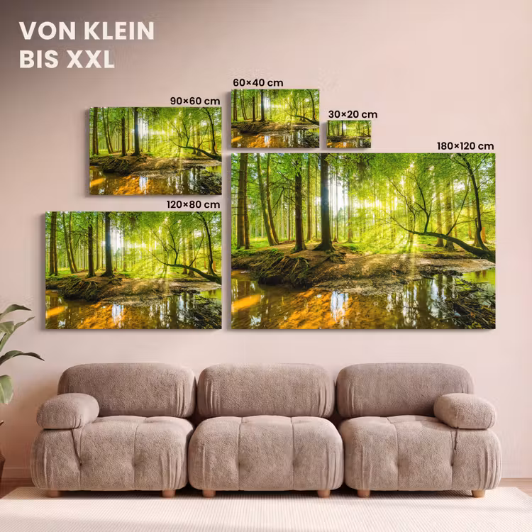 Bos - Landschap - Water - Bomen - Zon - Groen - Natuur canvas 2cm klein -Xsfeer8_DE