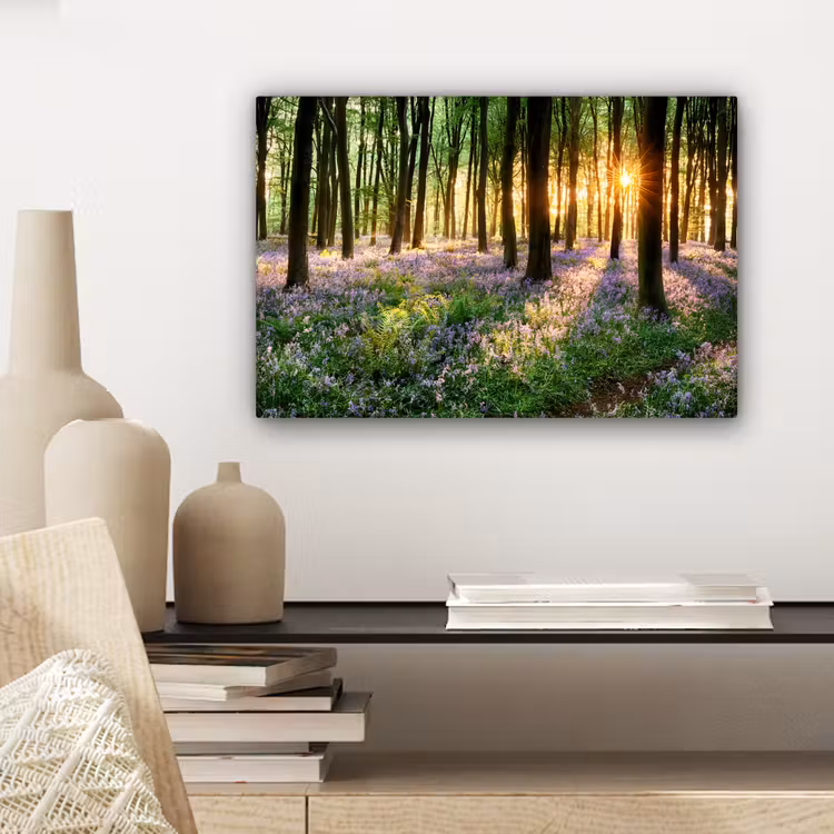 Bos - Natuur - Bloemen - Zon - Boom - Paars canvas 2cm klein -sfeer6