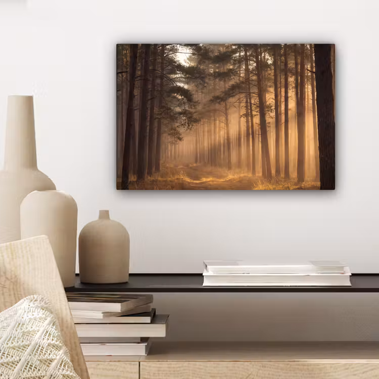 Bos - Mist - Zonlicht canvas 2cm klein -closeup_print_DE