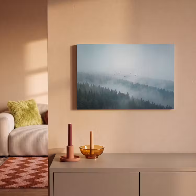 Bos - Mist - Vogels - Natuur - Groen canvas 2cm klein -sfeer1