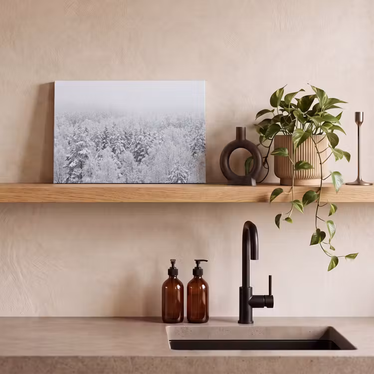 Bos - Sneeuw - Winter - Natuur - Wit canvas 2cm klein -closeup_print_DE