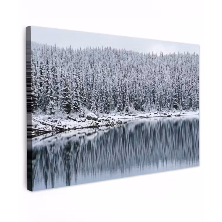 Bos - Reflectie - Meer - Winter - Serene canvas 2cm klein -z3d