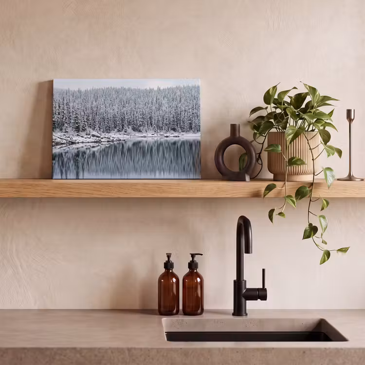 Bos - Reflectie - Meer - Winter - Serene canvas 2cm klein -sfeer3