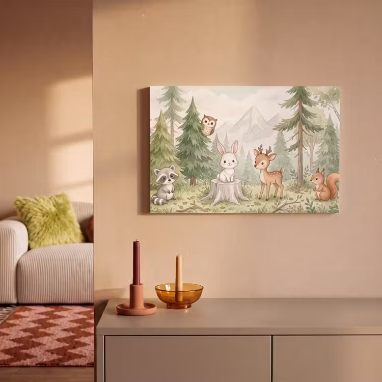Bos - Dieren - Groen canvas 2cm klein -sfeer1