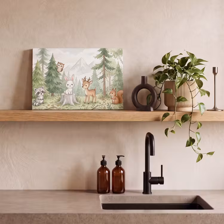 Bos - Dieren - Groen canvas 2cm klein -sfeer3
