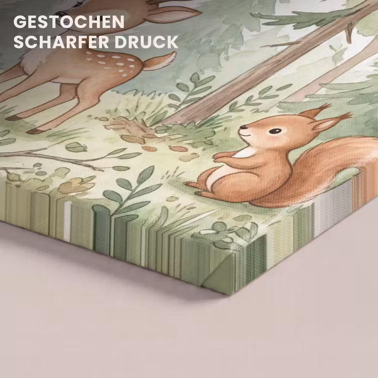 Bos - Dieren - Groen canvas 2cm klein -closeup_print_DE