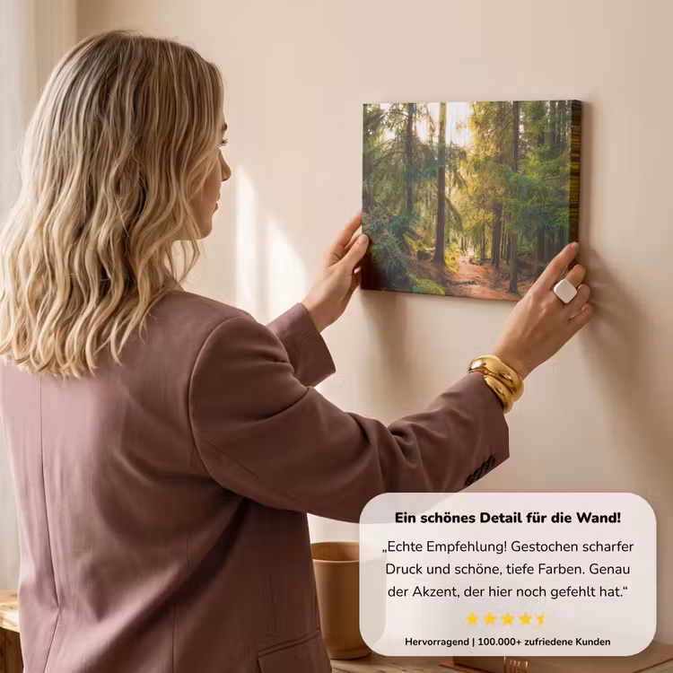 Bos - Pad - Bomen - Groen - Zon - Natuur canvas 2cm klein -Xsfeer7_DE