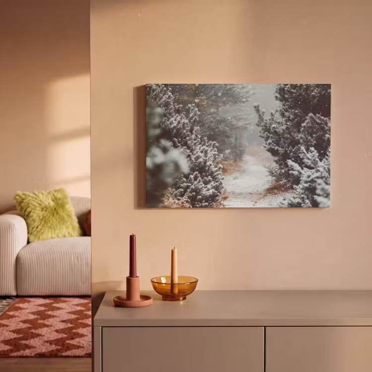 Bos - Winter - Bomen - Natuur - Pad - Sneeuw canvas 2cm klein -sfeer1