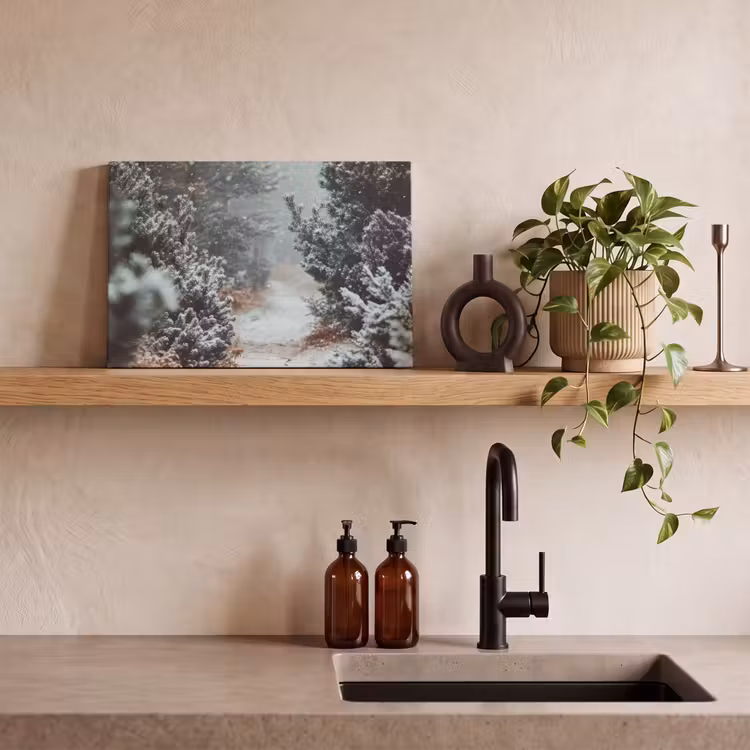 Bos - Winter - Bomen - Natuur - Pad - Sneeuw canvas 2cm klein -sfeer3