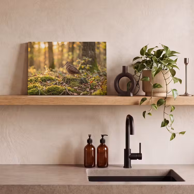 Houtsnip - Bos - Bladeren - Herfst - Gecamoufleerd canvas 2cm klein -closeup_print_DE