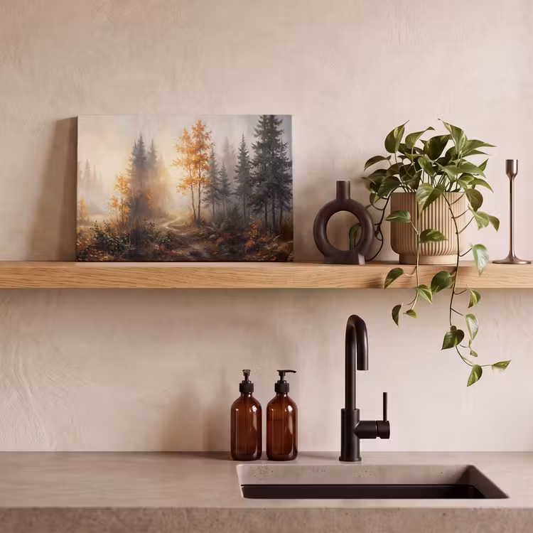 Bospad - Herfstbladeren - Natuur - Schilderachtig - Oranje canvas 2cm klein -closeup_print_DE