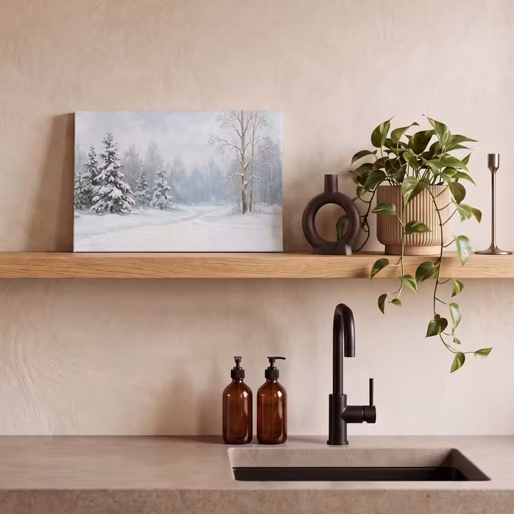 Bospad - Dennen - Sneeuw - Winter - Rustgevend canvas 2cm klein -sfeer6