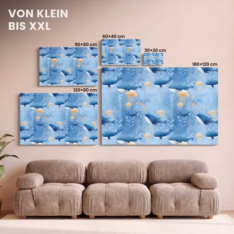 Walvissen - Oceaan - Blauw canvas 2cm klein 34 -Xsfeer8_DE