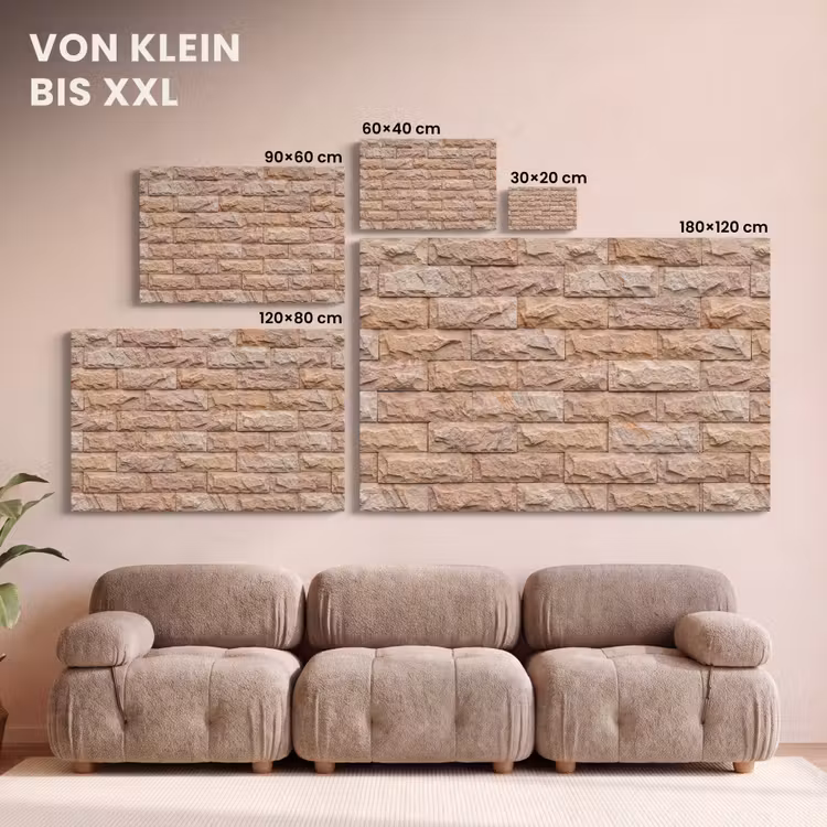 Muur - Steen - Ruw - Textuur - Beige canvas 2cm klein -Xsfeer8_DE