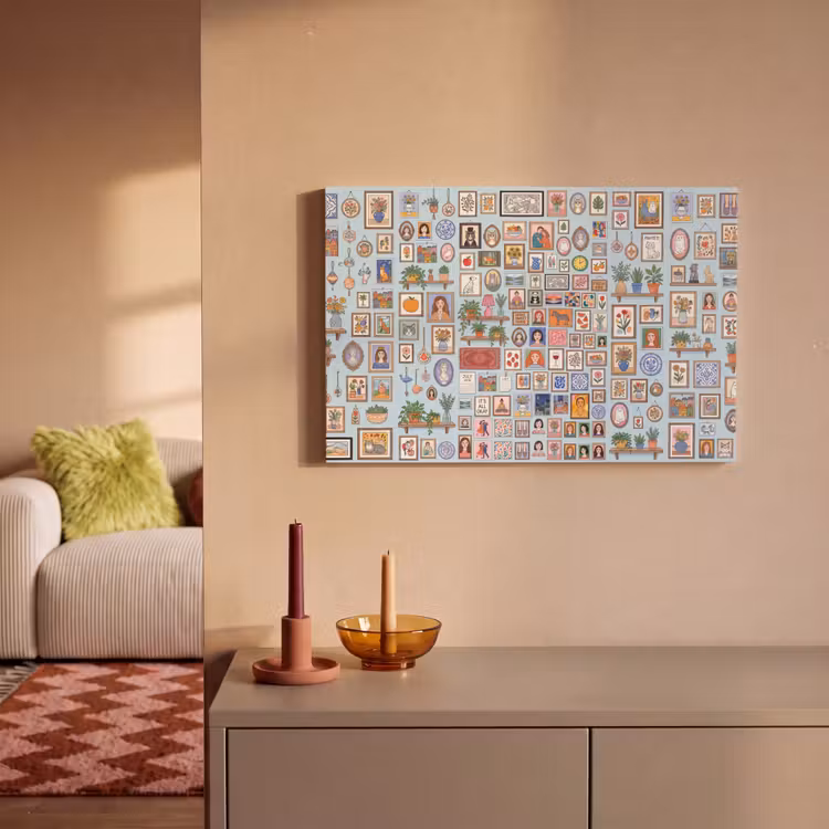 Wanddecoratie - Collectie - Huis - Illustratief - Kleurrijk canvas 2cm klein -sfeer1