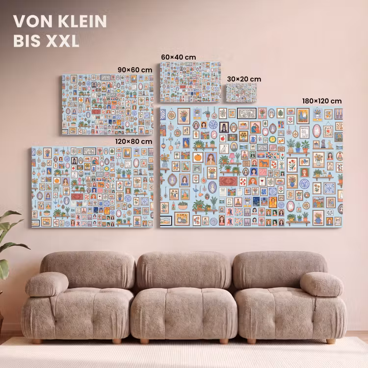 Wanddecoratie - Collectie - Huis - Illustratief - Kleurrijk canvas 2cm klein -Xsfeer8_DE