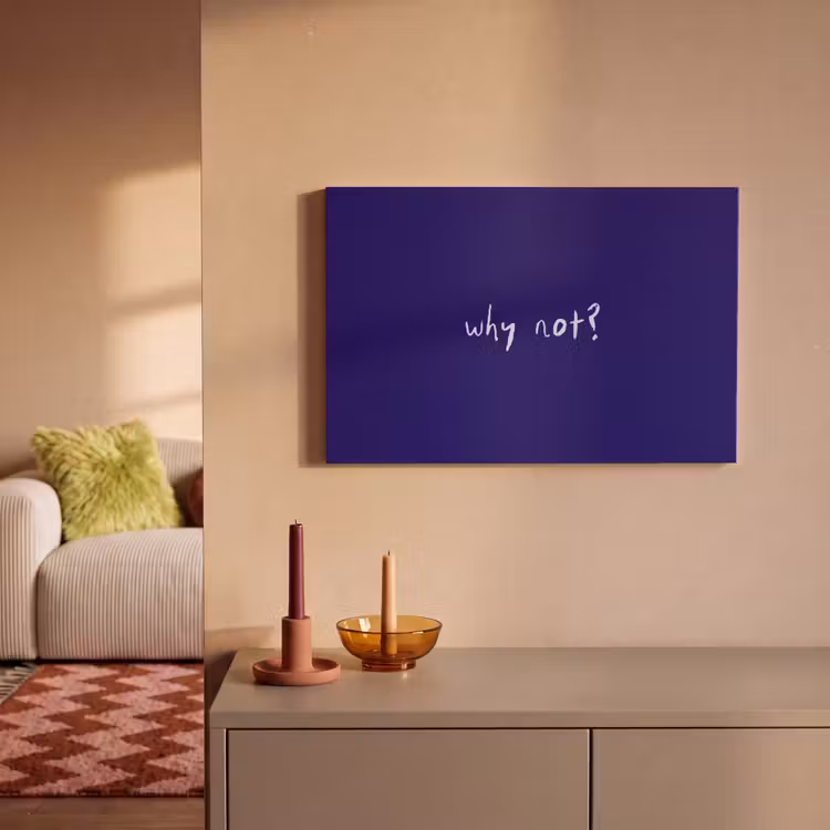 Why not - Blauw - Handgeschreven canvas 2cm klein -sfeer1