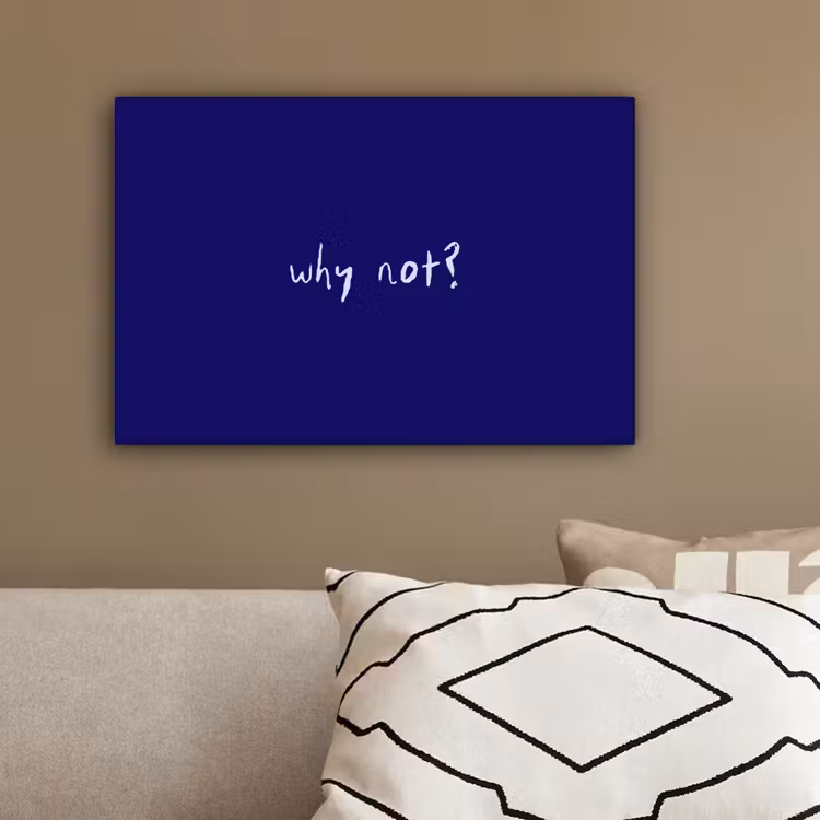 Why not - Blauw - Handgeschreven canvas 2cm klein -closeup_print_DE
