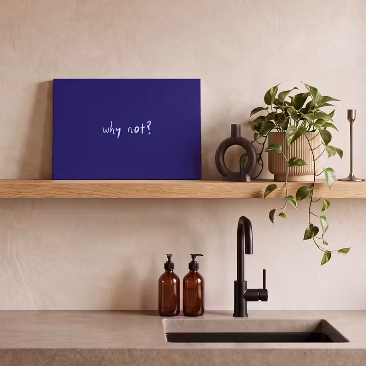 Why not - Blauw - Handgeschreven canvas 2cm klein -uniquesellingpoint_afwerking-onlywow_DE