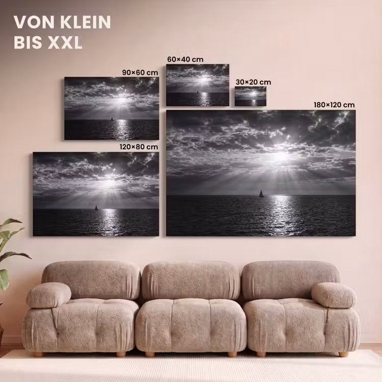 Water - Boot - Lucht - Natuur - Zwart-wit canvas 2cm klein -Xsfeer8_DE