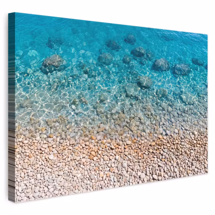 Water - Kiezels - Natuur - Levendig - Turkoois canvas 2cm klein -3d