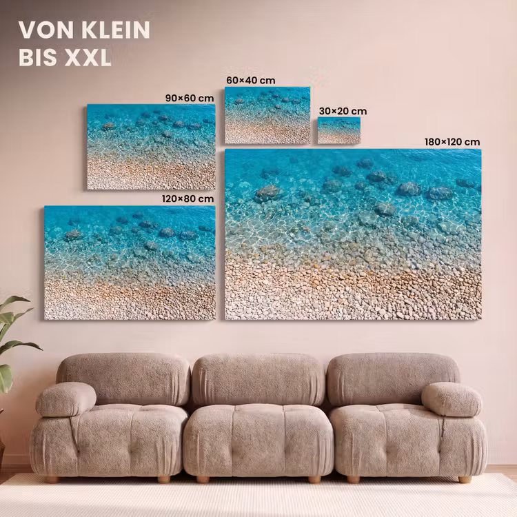 Water - Kiezels - Natuur - Levendig - Turkoois canvas 2cm klein -Xsfeer8_DE