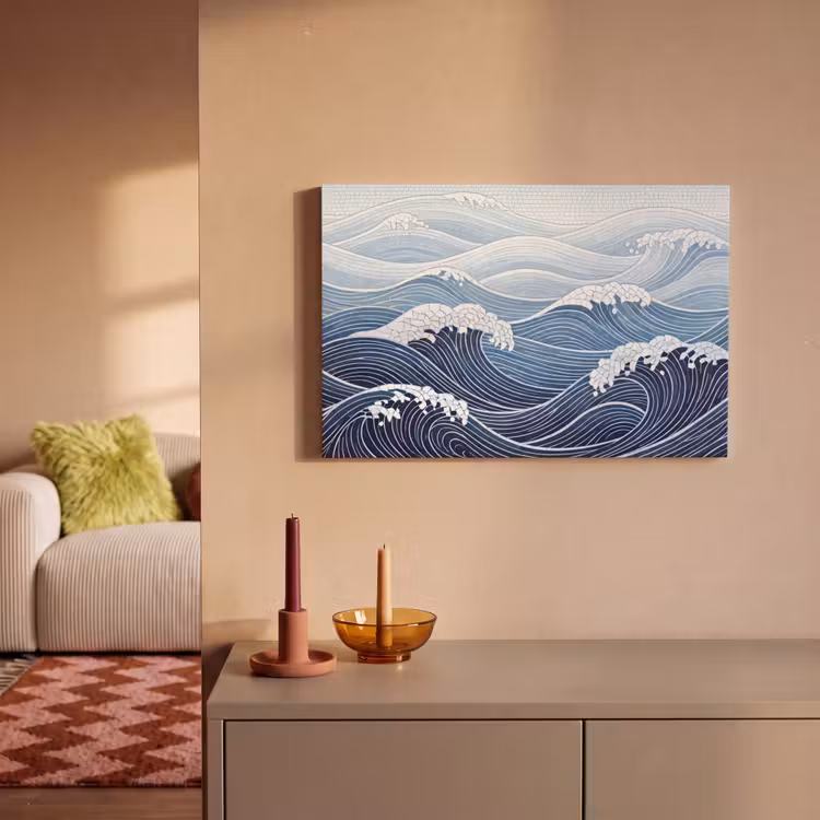 Water - Mozaïek - Landschap - Modern - Blauw canvas 2cm klein -sfeer1