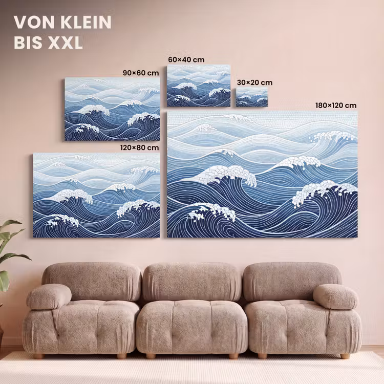 Water - Mozaïek - Landschap - Modern - Blauw canvas 2cm klein -Xsfeer8_DE