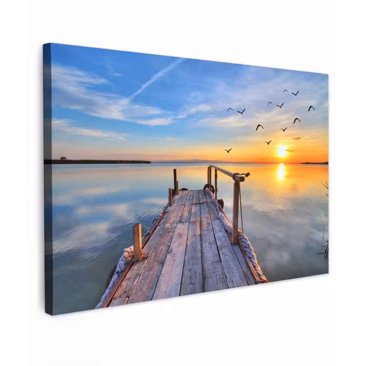 Water - Steiger - Vogels - Zonsondergang - Horizon canvas 2cm klein -z3d
