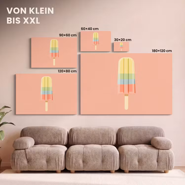 Waterijsje - Pasteltinten - Minimalistisch canvas 2cm klein -Xsfeer8_DE