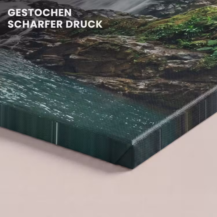 Waterval - Bos - Natuur - Groen canvas 2cm klein -uniquesellingpoint_afwerking-onlywow_DE