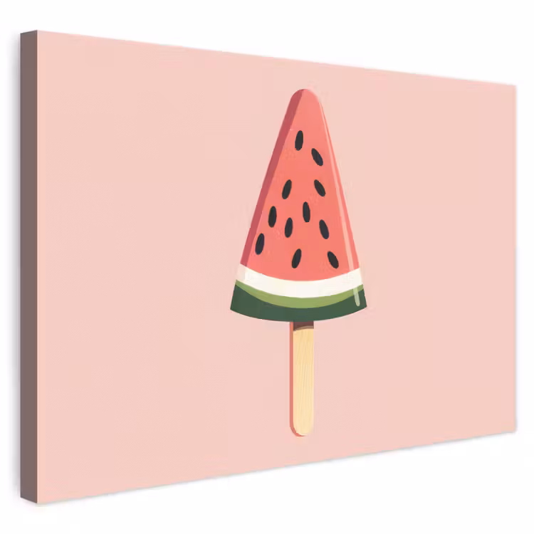 Watermeloen - Ijsje - Pitjes - Rood canvas 2cm klein -3d