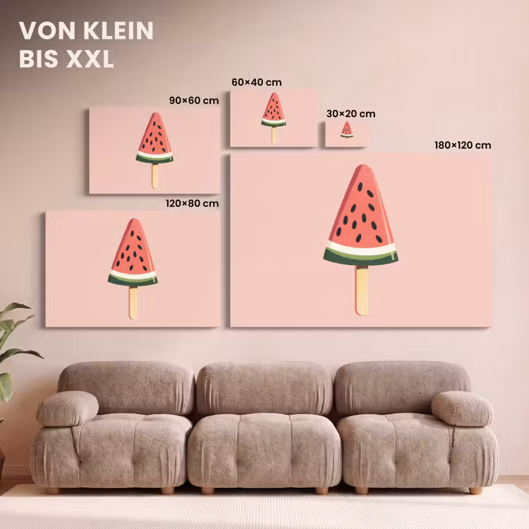 Watermeloen - Ijsje - Pitjes - Rood canvas 2cm klein -Xsfeer8_DE