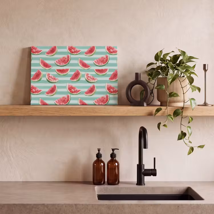 Watermeloen - Strepen - Groen canvas 2cm klein 34 -sfeer6