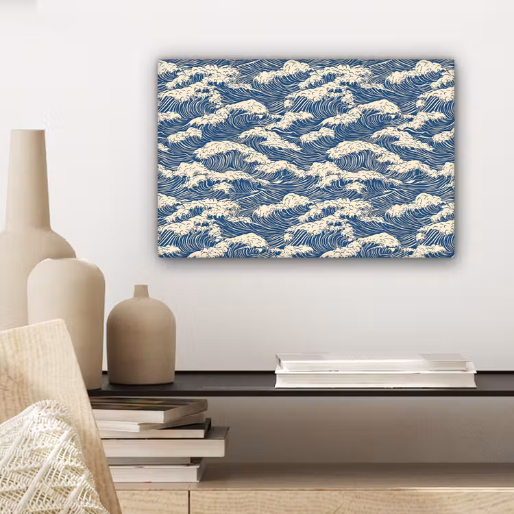 Golven - Klassiek - Blauw canvas 2cm klein 34 -sfeer6