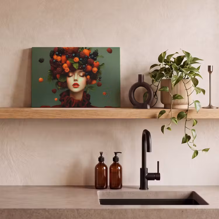 Vrouw - Aardbeien - Frambozen - Bramen - Bessen canvas 2cm klein -sfeer3