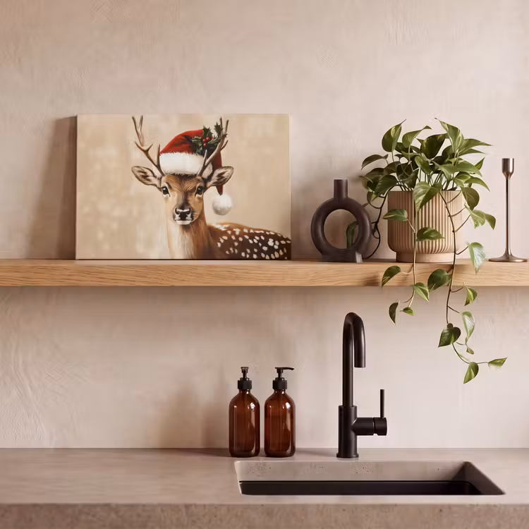 Kerst - Hert - Gewei - Rood canvas 2cm klein -sfeer3