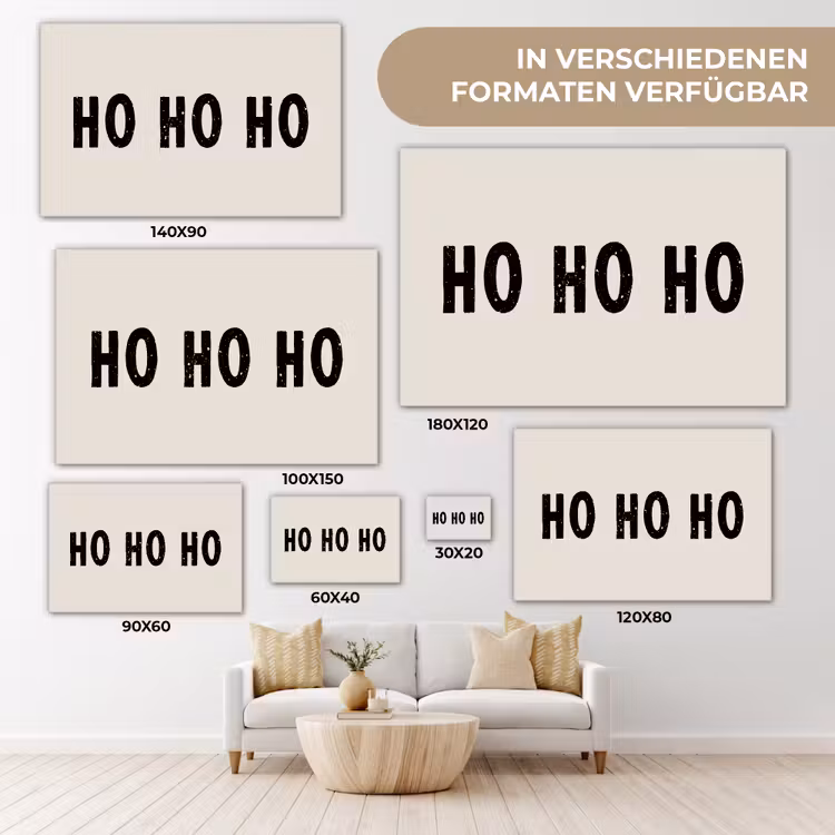 Kerstmis - Ho ho ho - Spreuken - Beige - Kerstman canvas 2cm klein -Xsfeer8_DE