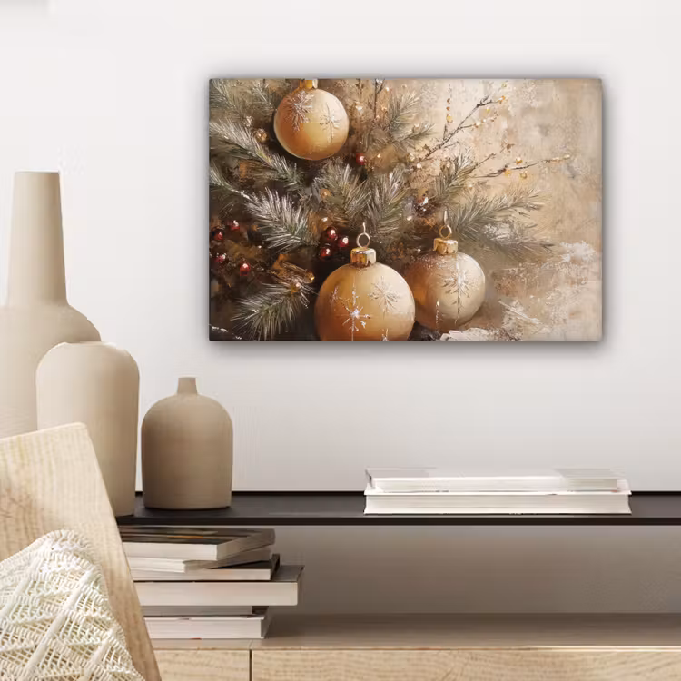 Kerst - Kerstballen - Beige - Goud canvas 2cm klein -closeup_print_DE