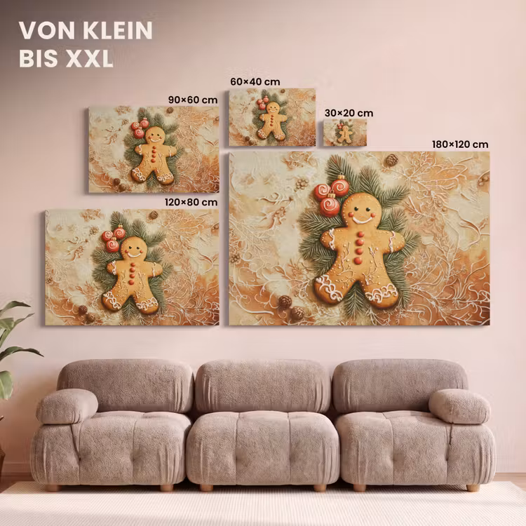 Kerstmis - Koekje - Poppetje - Speculaas canvas 2cm klein -Xsfeer8_DE