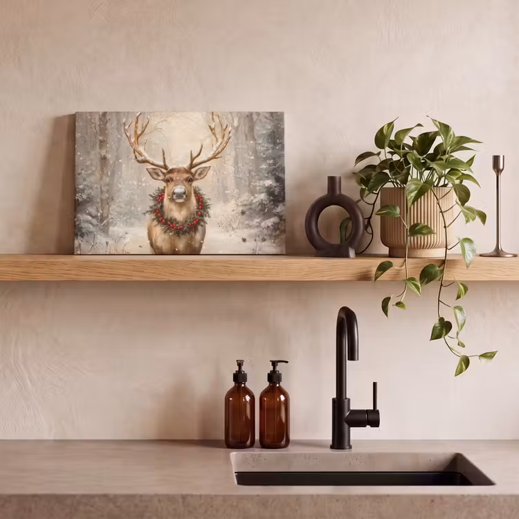 Kerst - Rendier - Winter - Krans canvas 2cm klein -sfeer3